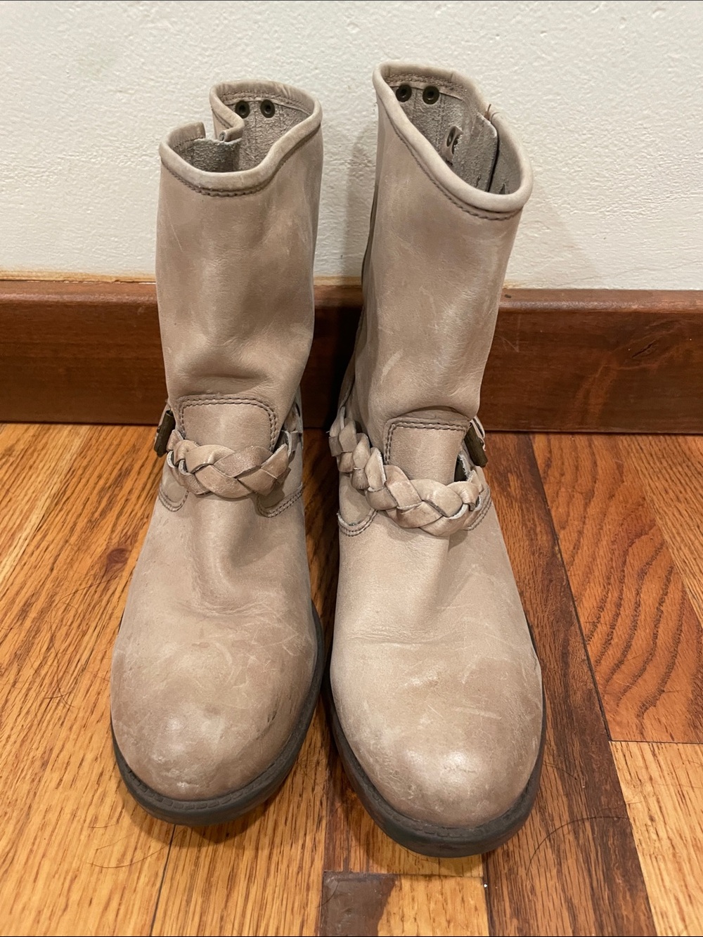 Report Women's Light Taupe Braided Strap Ankle Boots